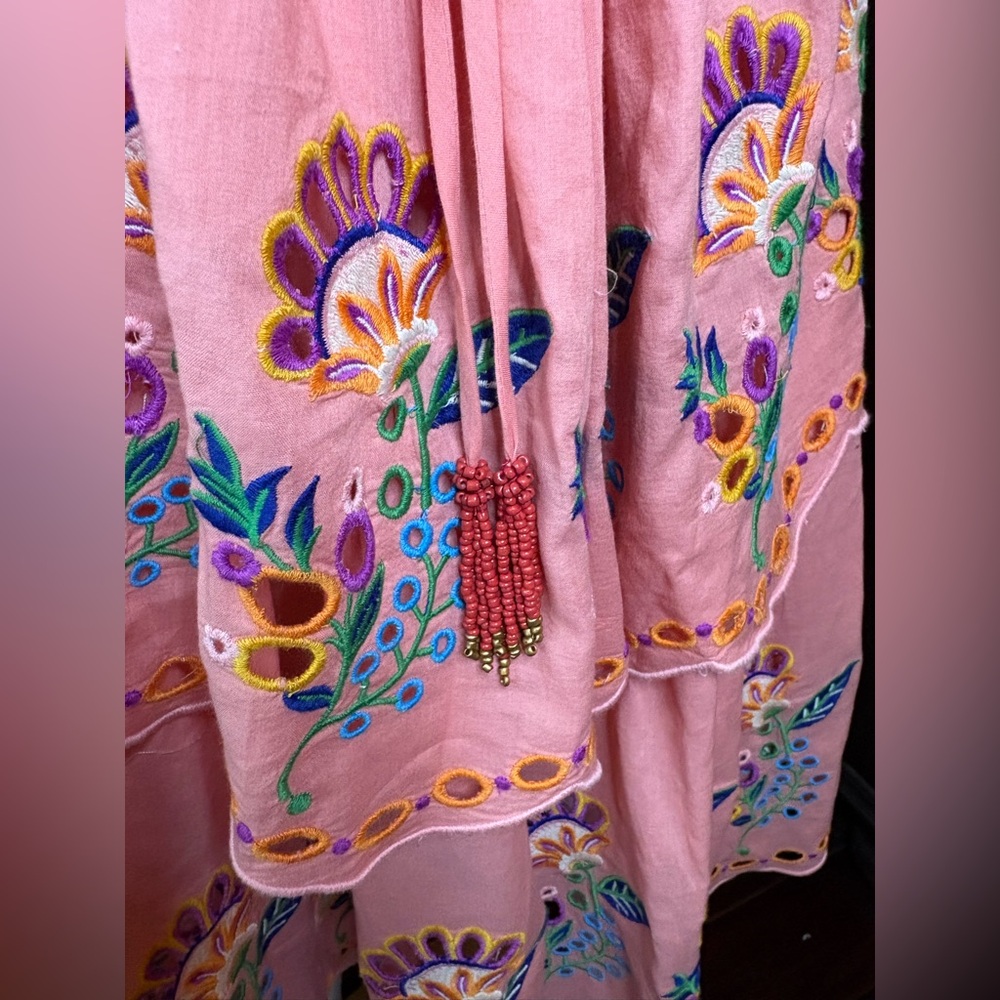 NWT Farm Rio Richelieu Crossed Front Parrot Midi Dress Pink Size M - Picture 6 of 9